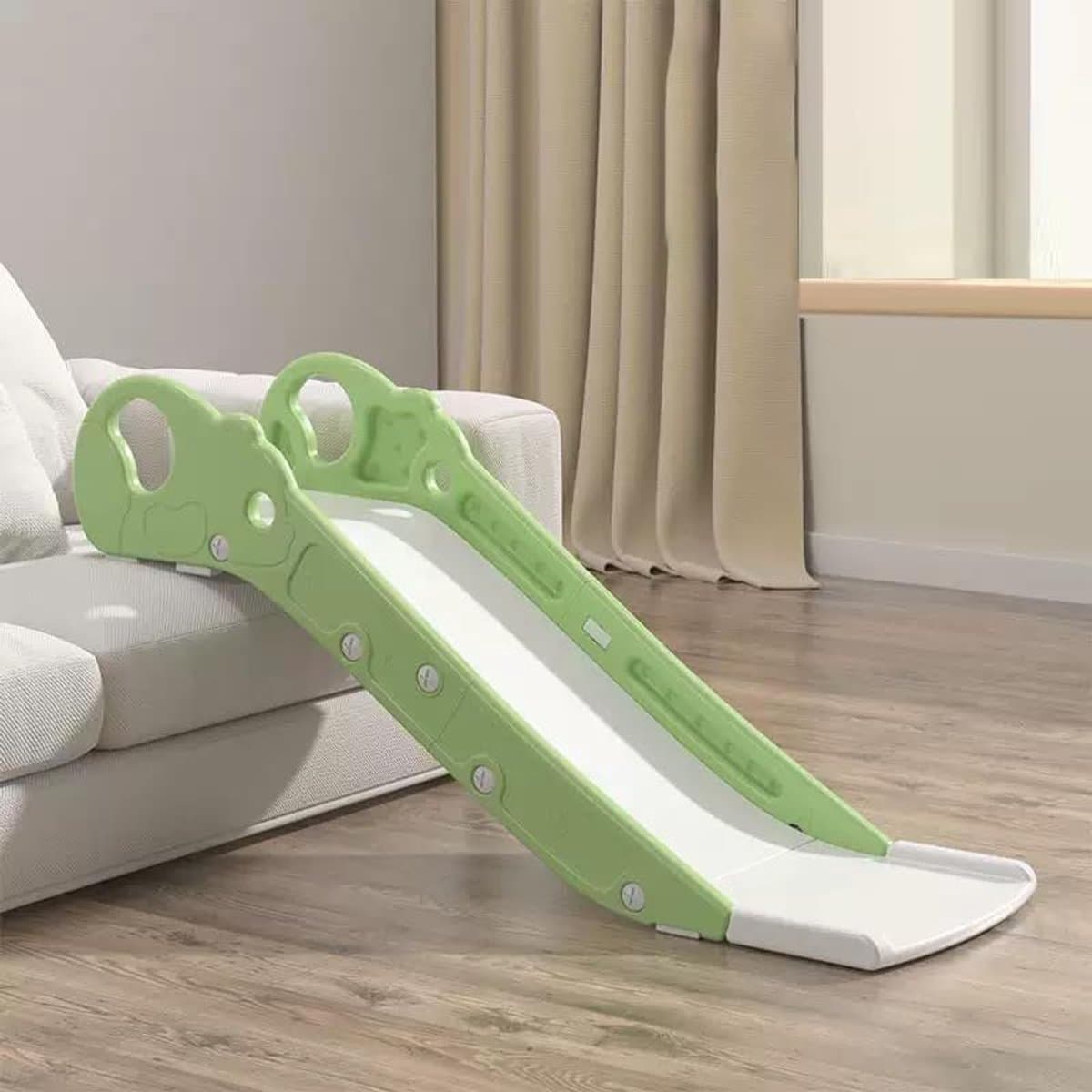 Kinderglijbaan, mini-klimglijbaan voor bed of bank, speeltoestellen voor binnen en buiten voor jongens en meisjes (groen) — afbeelding 1