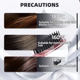 Draadloos, 2-in-1 mini-stijltang, USB-oplaadbaar, draagbaar, stijltang met 3 temperatuurniveaus, verwarmde haarborstel voor alle haartypes (wit) — thumbnail 3