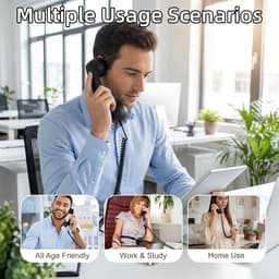 Retro Telefoonhoorn - Geschikt voor iPhone & Android - USB-C Bedrade Telefoonhoorn met Microfoon - Vintage Handset voor Bellen, Videogesprekken, Vergaderingen & Online Conferenties - Zwart（2 Stuks） — thumbnail 2