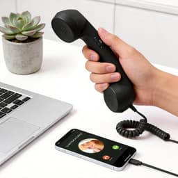 Retro Telefoonhoorn - Geschikt voor iPhone & Android - USB-C Bedrade Telefoonhoorn met Microfoon - Vintage Handset voor Bellen, Videogesprekken, Vergaderingen & Online Conferenties - Zwart（2 Stuks） — thumbnail 3