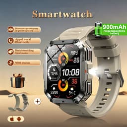 Robuuste Outdoor Smartwatch voor Heren – Bellen | Gebeld Worden – Waterdichte Fitnesstracker met Bloeddruk – Hartslag – SpO2 en Slaapmonitoring - Sporthorloge - Tactische Bluetooth Smart Watch voor iOS/Android - Khaki — thumbnail 3