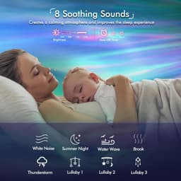 Sterrenlichtprojector voor slaapkamer met 33 verlichting, Aurora-projector met Bluetooth 5.0-luidspreker, Smart APP, 8 witte geluiden nachtlampje met IR-afstandsbediening — thumbnail 3