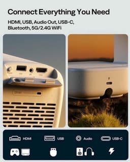 Draagbare Beamer Enige Uitvoering - 1080P Native Resolutie - LCD Scherm - Wit - Voor Thuisbioscoop En Gaming — thumbnail 5