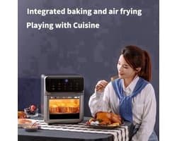 Heteluchtfriteuse – Airfryer - Airfryer Oven - 10L - 1350W - 360° Circulatie - 80°C tot 230°C - Airfryer Zonder Olie - Touchscreen - Kijkvenster - Automatisch Uitschakelen - Zwart