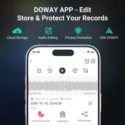 Spraakrecorder AI Transcriptie - 64 GB Opslag - Compact 86x54x3.2 mm - Zilver - Voor Vergaderingen En Lezingen — thumbnail 5