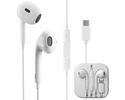Nuvance Oortjes met Draad - Bedrade Oordopjes - USB-C Oortjes - Oordopjes met Draad en Microfoon - In-Ear Oordopjes - Wit