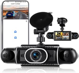 2K Dashcam Auto Voor Achter 4 kanalen, 360 Graden Dashcam 3 Inch met APP, Nachtzicht IR, Loopopname, G-Sensor, parkeerhulp, 24-uurs parkeermodus — thumbnail 1