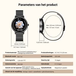 Blackview Dames Smartwatch - X30 - 1,26 inch Sporthorloge - AMOLED Fitnesstracker - Slimme Horloges - Ondersteunt Bellen Bluetooth - Hartslagmeting en Zuurstofsaturatiemeting - voor Android en iOS - Zwart — thumbnail 3