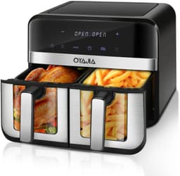 Airfryer met Dubbele Mand 9L – 2x 4,5L Dual Zone Heteluchtfriteuse – Onafhankelijke Bediening – Digitaal Touchscreen – Kijkvenster – 8 Kookprogramma’s – Zwart — thumbnail 1