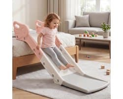 Bankglijbaan voor kinderen, kinderglijbaan voor bank en bed, indoor speelglijbaan voor jongens en meisjes jaar (lichtroze)