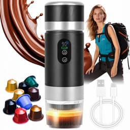 Draagbaar Koffiezetapparaat - Mini Koffiemachine - Capsule Koffiezetter - 20 Bar - Poeder & Capsules - Warm & Koud Zetten - USB-C Oplaadbaar - Kleine Espressomachine - Voor Thuis & Kantoor & Kamperen & Reis — thumbnail 1