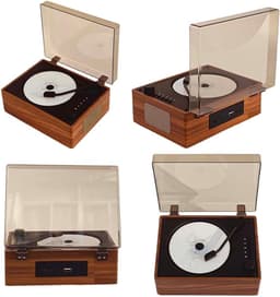 Draagbare cd-speler met Bluetooth en luidspreker, kleine retro dvd-speler met afstandsbediening, ondersteunt USB/AUX/Type-C, oplaadbare muziekspeler, 3,5 mm AUX desktop cd-speler (bruin) — thumbnail 4