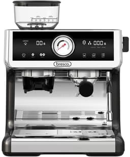 Bresco® Barista Espressomachine – Pistonmachine met Koffiemolen – RVS Koffiemachine melkopschuimer – Bonenmaler – Brushed Stainless Steel — thumbnail 1