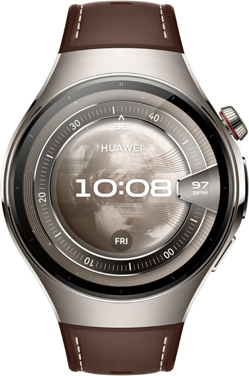 HUAWEI WATCH 5 46 mm Donkerbruin / Composietband / Titanium van ruimtevaartkwaliteit / X-TAP / eSIM-bellen / GPS / ECG / Bluetooth 5.2 / Smartwatch / Compatibel met iOS en Android — afbeelding 1