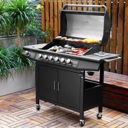 TAINO RED 6+1 gasbarbecue - BBQ grillkar branders zijbrander zwart — thumbnail 5