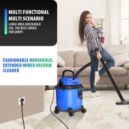 Equal to None - Stofzuigers - Nat en droogzuiger - 3800W - 15L - HEPA-filter en sponsfilter - Droogzuigen, natzuigen en blaasfunctie voor bladeren of vuil - vloerborstel, verlengbuizen, slang en mondstukken - 32 × 32 × 36,5 cm - Blauw — thumbnail 3