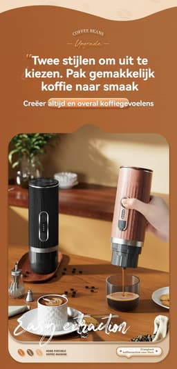 3-in-1 Draagbare Koffiemachine – Snelle waterverwarming -Voor capsules & gemalen koffie – USB-C oplaadbaar – 80ml Reservoir-Volautomatisch espresso apparaat – Italiaans design – Voor buiten & in de auto-Koffie — thumbnail 4