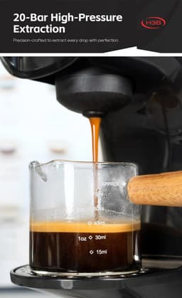 HIBREW H3B 3-in-1 capsule-koffiezetapparaat, 20 bar druk, 850 ml waterreservoir, 7 temperatuurinstellingen, magnetische bekerhouderverstelling — thumbnail 5
