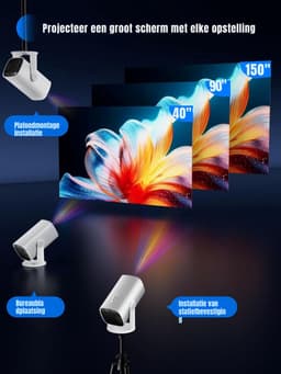 SCH® Draagbare beamer - Beamer - Projector - Mini Beamer - Wit - 20cm x 11cm x 11cm — thumbnail 5