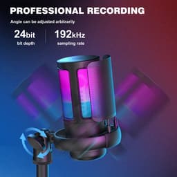 YONO Professionele Microfoon Staand - Gaming Microfoon met USB - RGB - Geschikt voor PC, Streaming, Console - Zwart — thumbnail 3