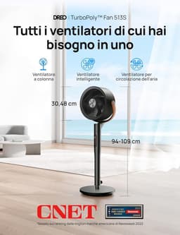 Stille Staande Ventilator met Afstandsbediening en Omni-Directionele Oscillatie - 1650 m³/u Luchtcirculator — thumbnail 3