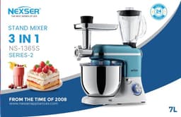 1300W 5-in-1 Keukenmachine – Multifunctionele Stand Mixer, Vleesmolen, Blender & Sapmachine – 6 Snelheden — thumbnail 5