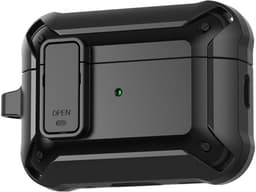 Telestore - Hoesje geschikte voor AirPods Pro 3 - TPU hybride hoesje Beschermhoes - Shockproof AirPods Pro 3 Cover - AirPods Pro 3 Hoesje - Geschikt voor Apple Airpods Pro 3 - zwart - hard en TPU cover met sleutelhanger — thumbnail 1