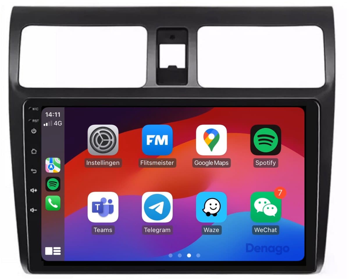 CarPlay autoradio geschikt voor Suzuki Swift | 2004 t/m 2010 | Android 13 | Draadloos Apple CarPlay & Android Auto | 2GB + 32GB | QuadCore processor | Denago DNG-A04 | 2025 model | 2004 2005 2006 2007 2008 2009 2010 | Bluetooth & Wifi — afbeelding 1