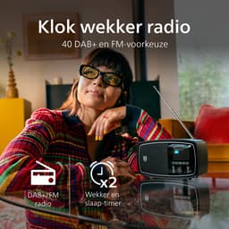 PHILIPS CENTURY RANGE - The Janet - TAV2000DB - FM- DAB+ radio - draagbaar - hoofdtelefoon aansluiting - klassiek design - 20 voorkeurszenders - modern kleurenscherm - dubbele alarmen en sleeptimer - zwart — thumbnail 4
