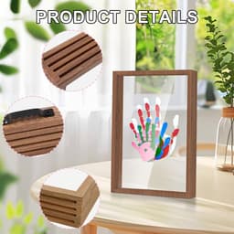 Familie Handafdrukset - Baby Handafdruk en Voetafdruk Set met Ruimte voor 4 Personen - Gepersonaliseerd Cadeau Vaderdag (Walnoot, Houdt 4 Gezinsleden) — thumbnail 2