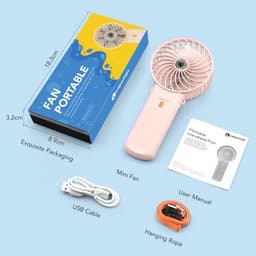 Draagbare Mini Ventilator met 4 Snelheden en 180° Opvouwbaar Ontwerp - Ideaal voor Thuis, Kantoor en Reizen — thumbnail 2