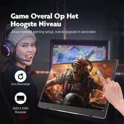 IPS Portable Game Monitor - Touchscreen - Beeldscherm 15.6 Inch - HDMI & USB-C - Full HD - Computerscherm - Draagbare Monitor — thumbnail 4