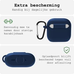 Case - Geschikt voor Apple AirPods 4 - Siliconen Hoes met Clip - Silicone Hoesje Cover - Navy — thumbnail 5