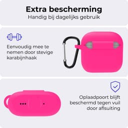 Hoesje - Geschikt voor Apple AirPods 4 - Siliconen Hoes met Clip - Silicone Case Cover - Roze — thumbnail 5
