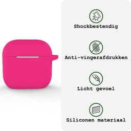 Case - Geschikt voor Apple AirPods 4 - Siliconen Hoes met Clip - Silicone Hoesje Cover - Roze — thumbnail 3