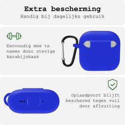 Case - Geschikt voor Apple AirPods 4 / 5 - Siliconen Hoes met Clip - Silicone Hoesje Cover - Blauw — thumbnail 5