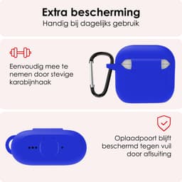 Hoes - Geschikt voor Apple AirPods 4 / 5 - Siliconen Hoesje met Clip - Silicone Case Cover - Blauw — thumbnail 5