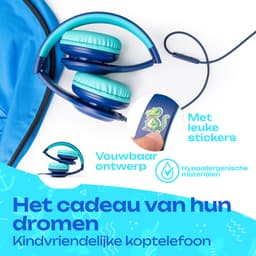 PowerLocus PLED Wired Kinder Koptelefoon met Draad - Koptelefoon voor kinderen - Veilig volume van 85dB en 94dB - Hoofdtelefoon - Met microfoon - Sharing Audio Functie - Blauw — thumbnail 5