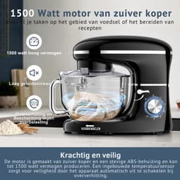 Deegmachine - Deegmixer - Kneedmachine - Kneedmachine Keukenmachine - Deegkneder - Deeghaak - Kneedhaak - Keukenmixer - Keukenmachine - Keukenmixer Met Mengkom - Keukenmixer Machine - Mixer Met Mengkom - Keukenrobot - Keukenmachines - 6 Snelheden — thumbnail 3