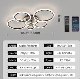 Equivera Plafonniere met Ventilator - Plafondventilator - Plafondventilator Afstandsbediening - Plafondventilator Slaapkamer - Plafond Ventilator met Verlichting - Plafondlamp - Plafonniere - Ideaal voor in uw slaapkamer! — thumbnail 2