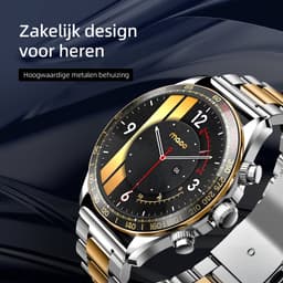 Maoo Titan AMOLED Smartwatch Heren - Special Edition - Stainless Steel en 2 TPU bandjes - Stappenteller - Hartslagmeter - Slaapmonitor - Multisport - Geschikt voor Android en iOS - Zilver en Goud — thumbnail 5