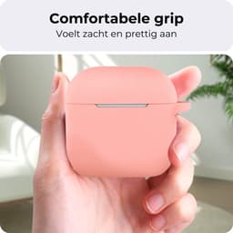 Hoesje - Geschikt voor Apple AirPods 4 - Siliconen Hoes met Clip - Silicone Case Cover - Lichtroze — thumbnail 3