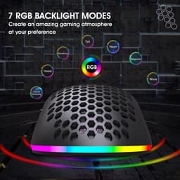 HXSJ T66 - Draadloze Gaming Muis - Computermuizen - Ultra licht - RGB Verlichting - Zwart — thumbnail 3