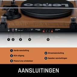 Lenco Platenspeler met Bluetooth - Twee externe Speakers - Ingebouwde Versterker - LS-480WD - Hout — thumbnail 3