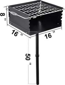 Outdoor Park Grill 16 x 16 Inch Park Style Houtskoolgrill Grootte van Grilldoos 40,6 x 40,6 x 20,3 cm Verstelbare Park Charcoal Grill, Hoogte Paal 127 cm, voor Houtskoolgrill Wandelen Picknick — thumbnail 2
