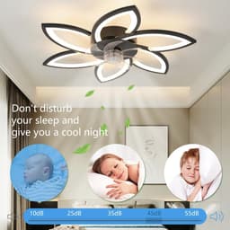 Goeco plafondlicht - 75cm - Groot - 54W - dimbare LED - plafondventilatorlicht - met afstandsbediening - voor woonkamer slaapkamer - zwart — thumbnail 5