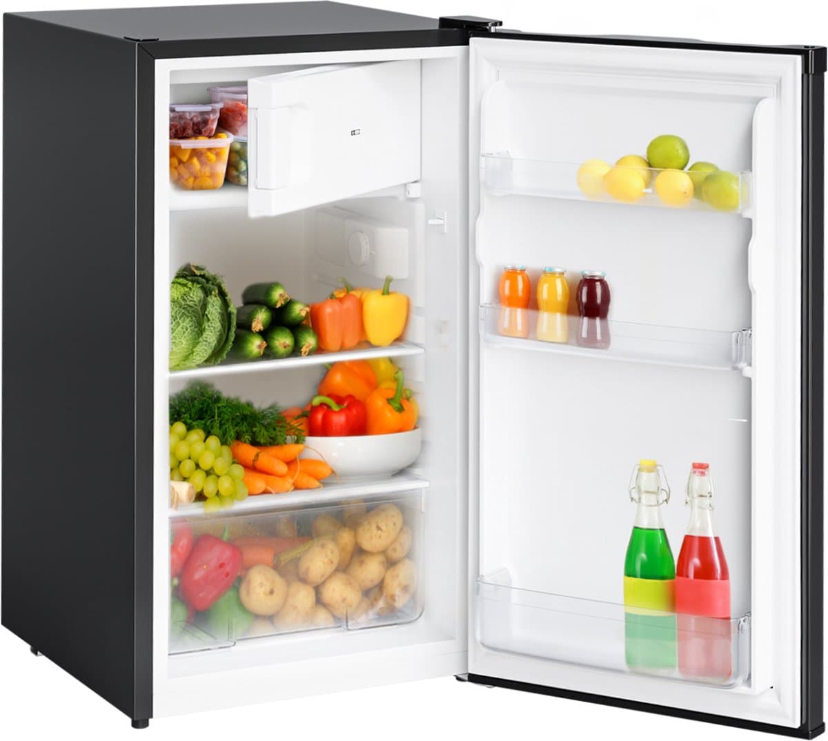 KitchenBrothers Koelkast - 88L Koelvak - 14L Vriesvak - Koelvriescombinatie - IJskast - Frigo - Vrijstaand - Zwart — afbeelding 1