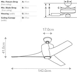 Plafondventilator met verlichting - Phree - 56in / 142cm ventilator - wit — thumbnail 3