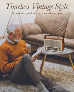 Vintage Draagbare Radio - AM/FM/SW Radio met Bluetooth - 1800 mAh Batterij - USB/TF/AUX - Geschikt voor Ouderen — thumbnail 4