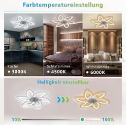 Plafondventilator met Verlichting - Met Afstandbediening - Stil in Gebruik - Stille Plafondventilator - Verlichting Woonkamer — thumbnail 4
